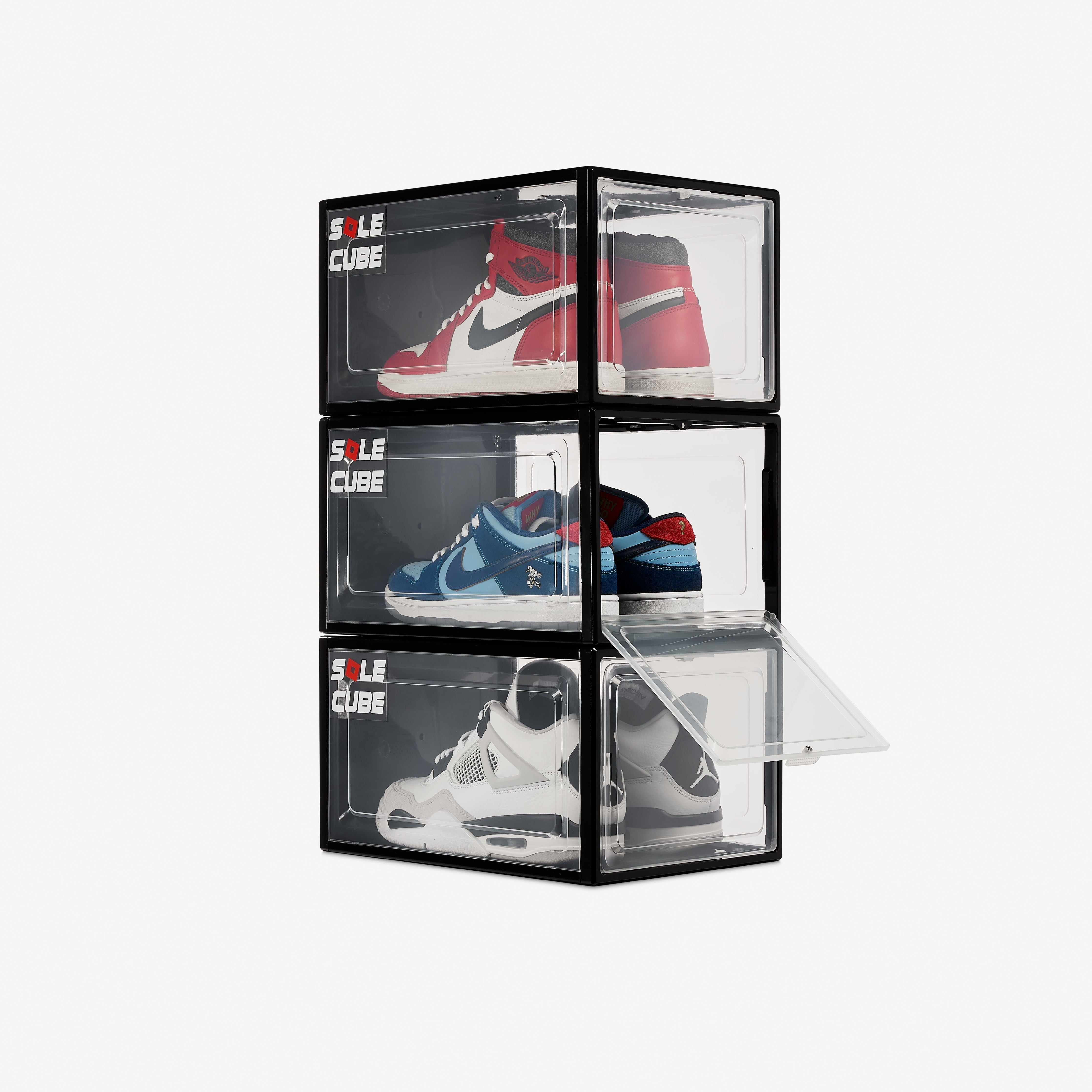 SoleCube | Black Dropfront Shoe Display Storage Box